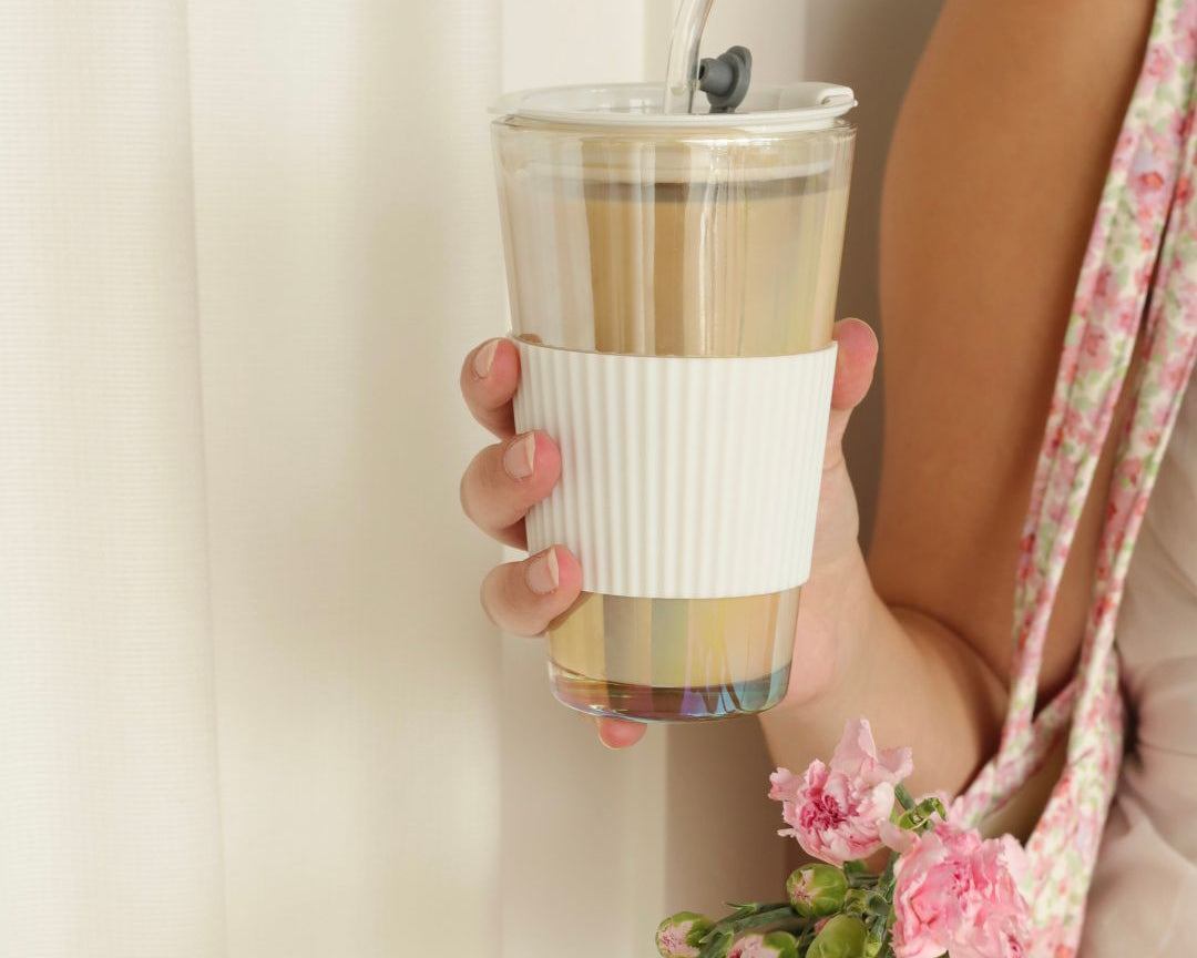 Tumbler en verre à manchon en silicone