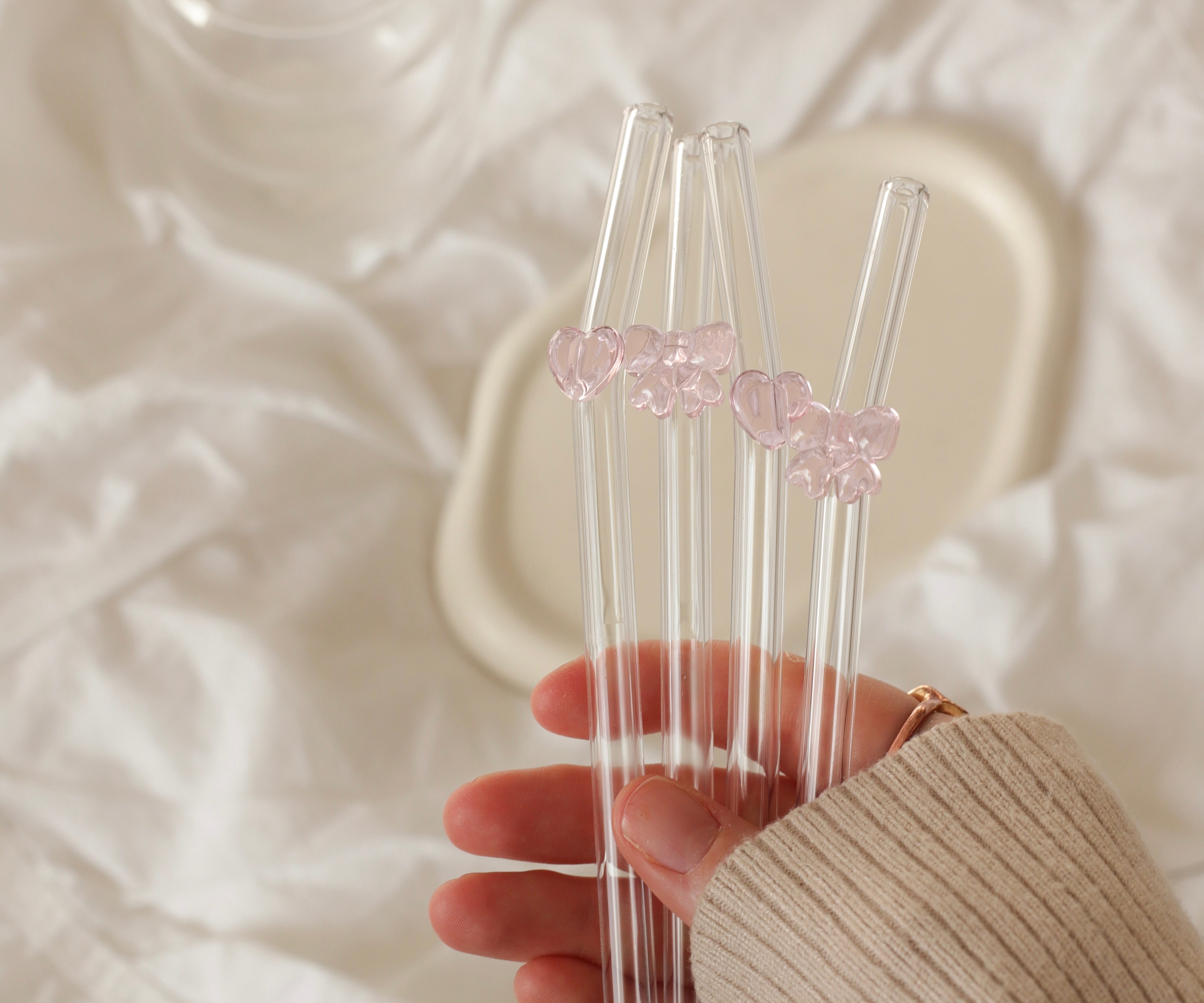 Ensemble de pailles coeurs & boucles