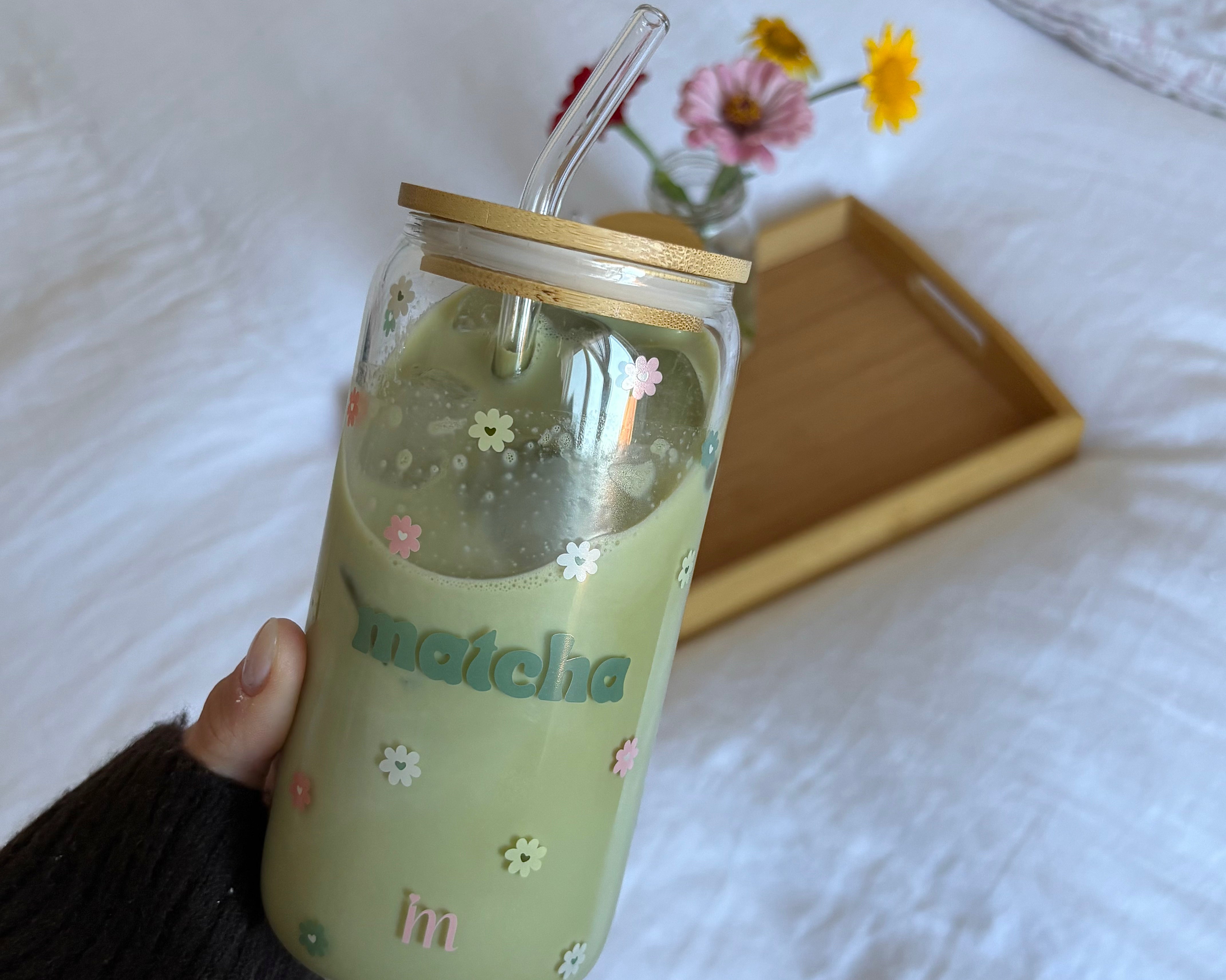 Tumbler en verre D'amour et de matcha