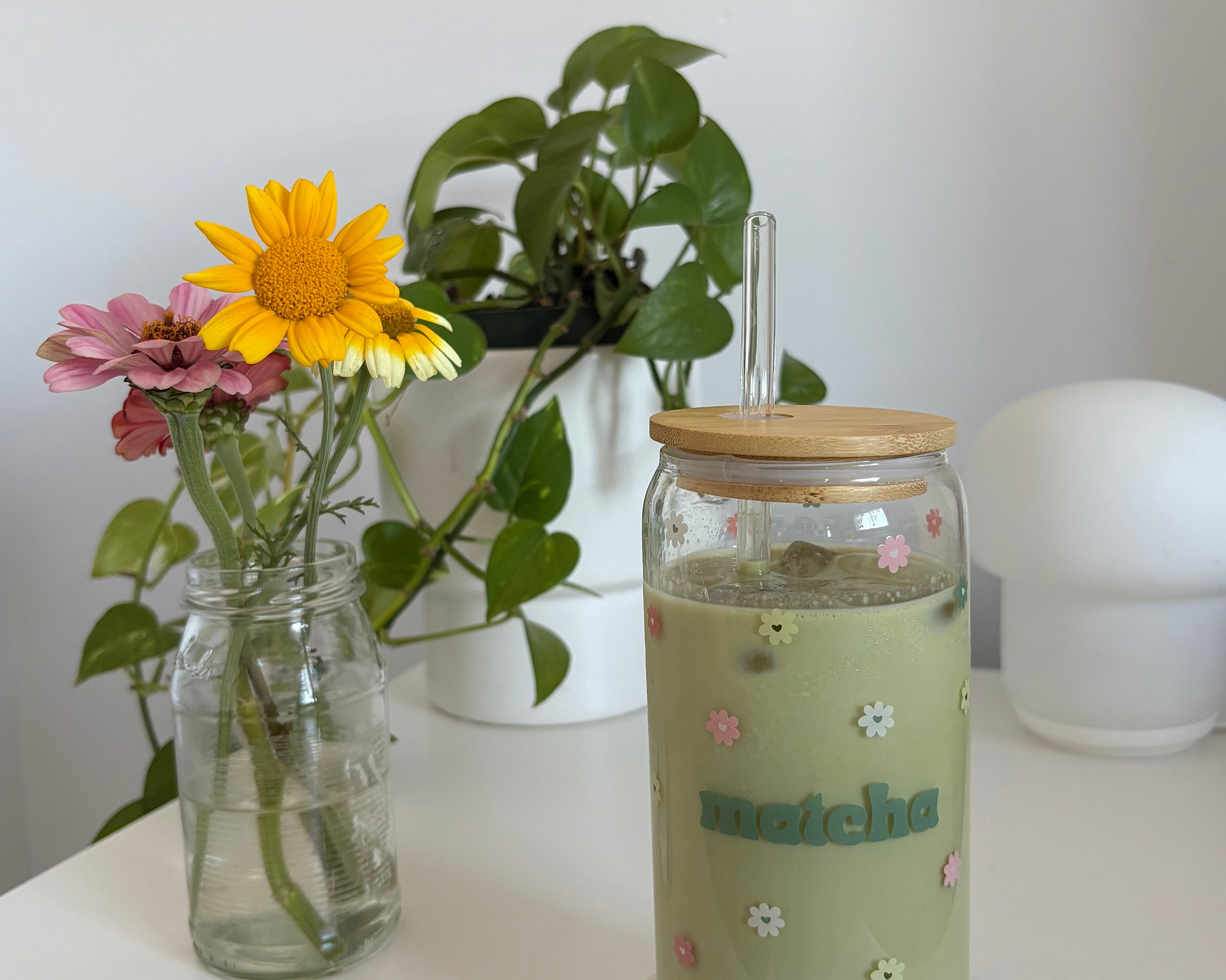 Tumbler en verre D'amour et de matcha