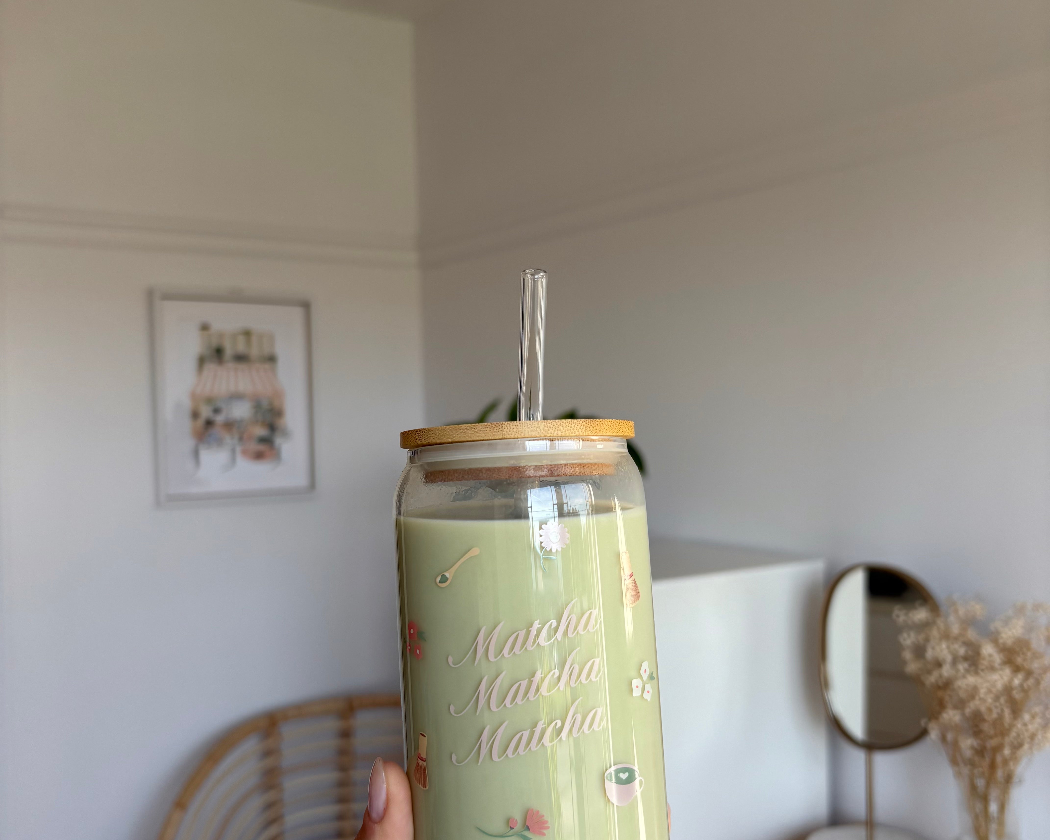 Tumbler en verre Matcha rose