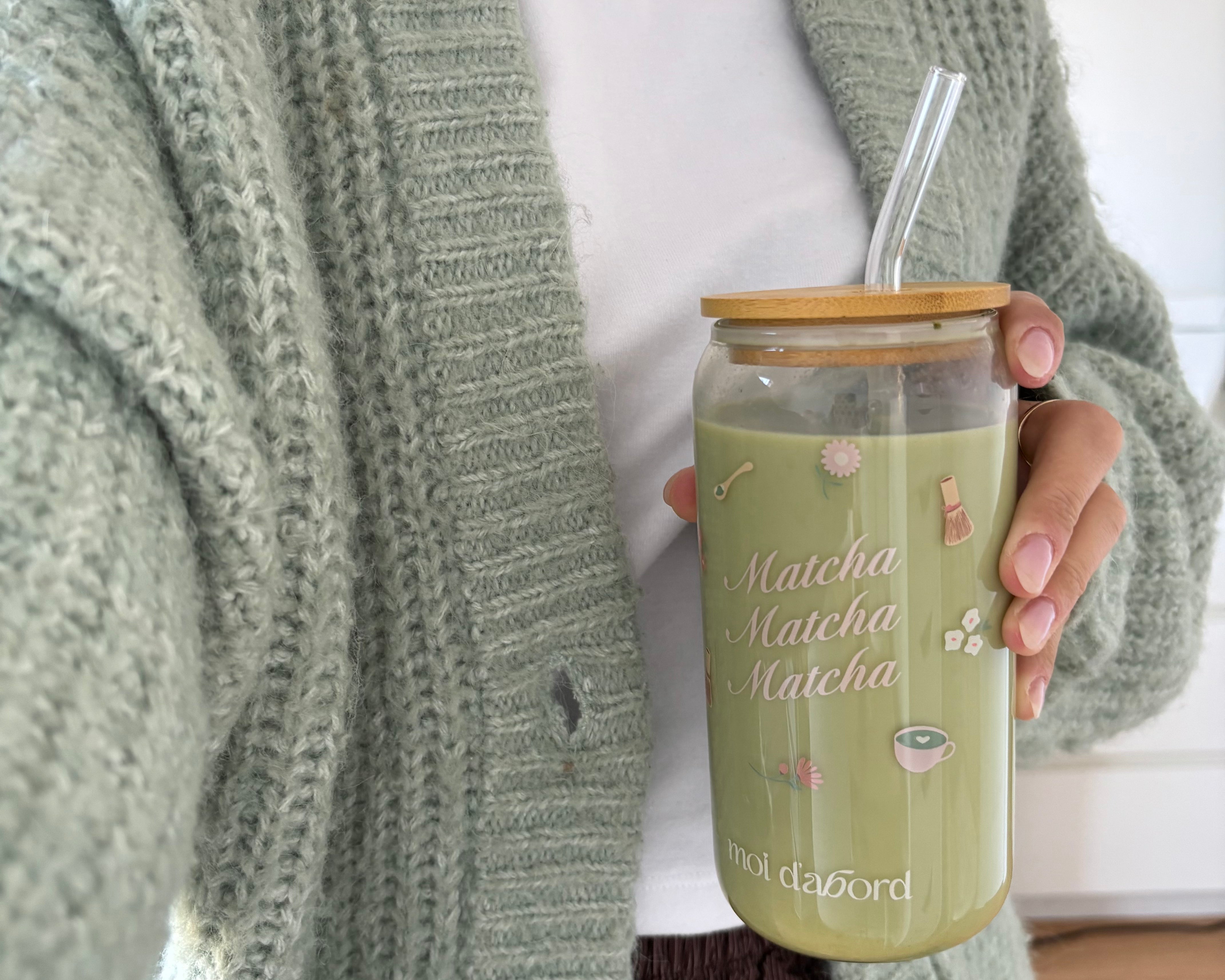 Tumbler en verre Matcha rose