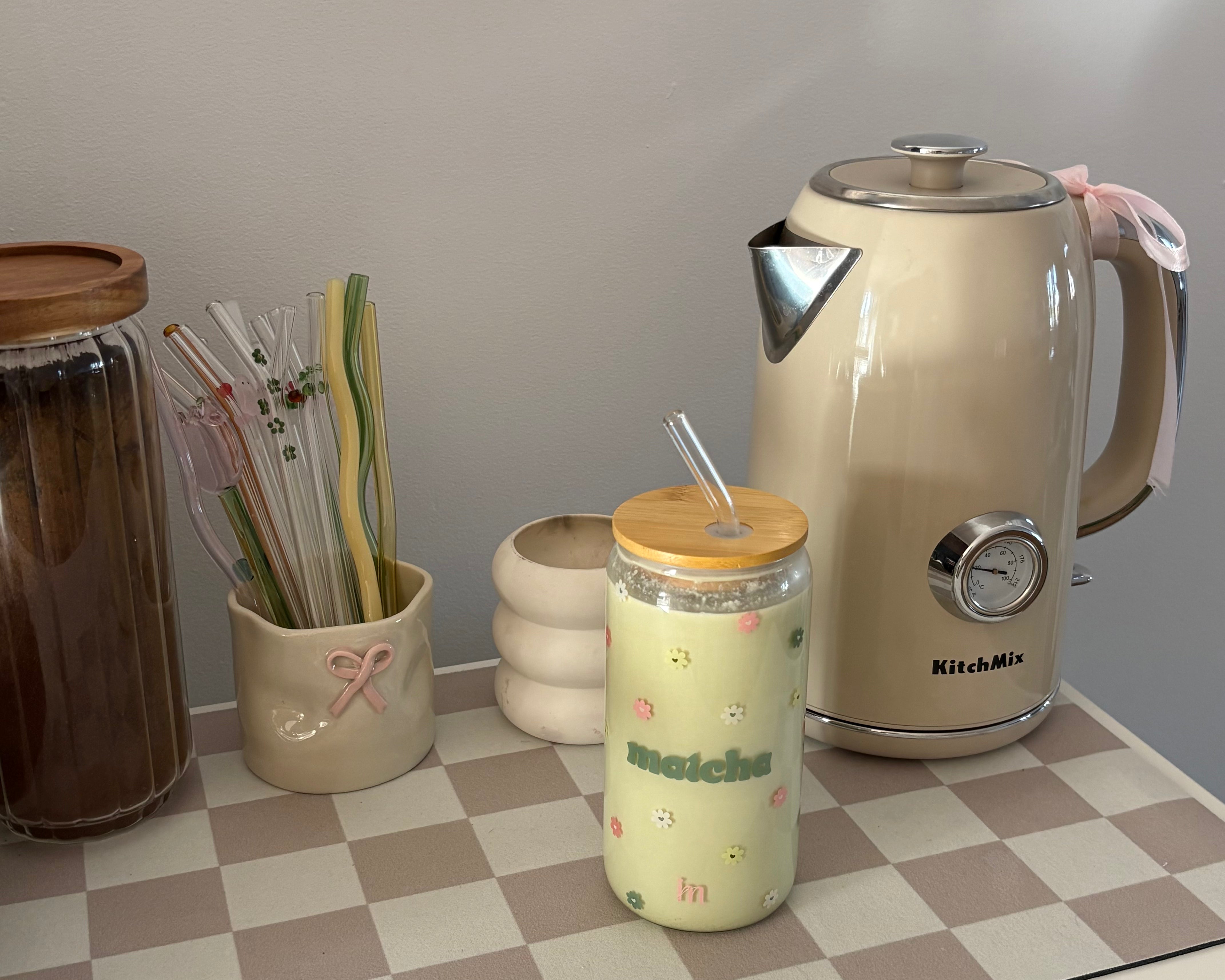 Tumbler en verre D'amour et de matcha