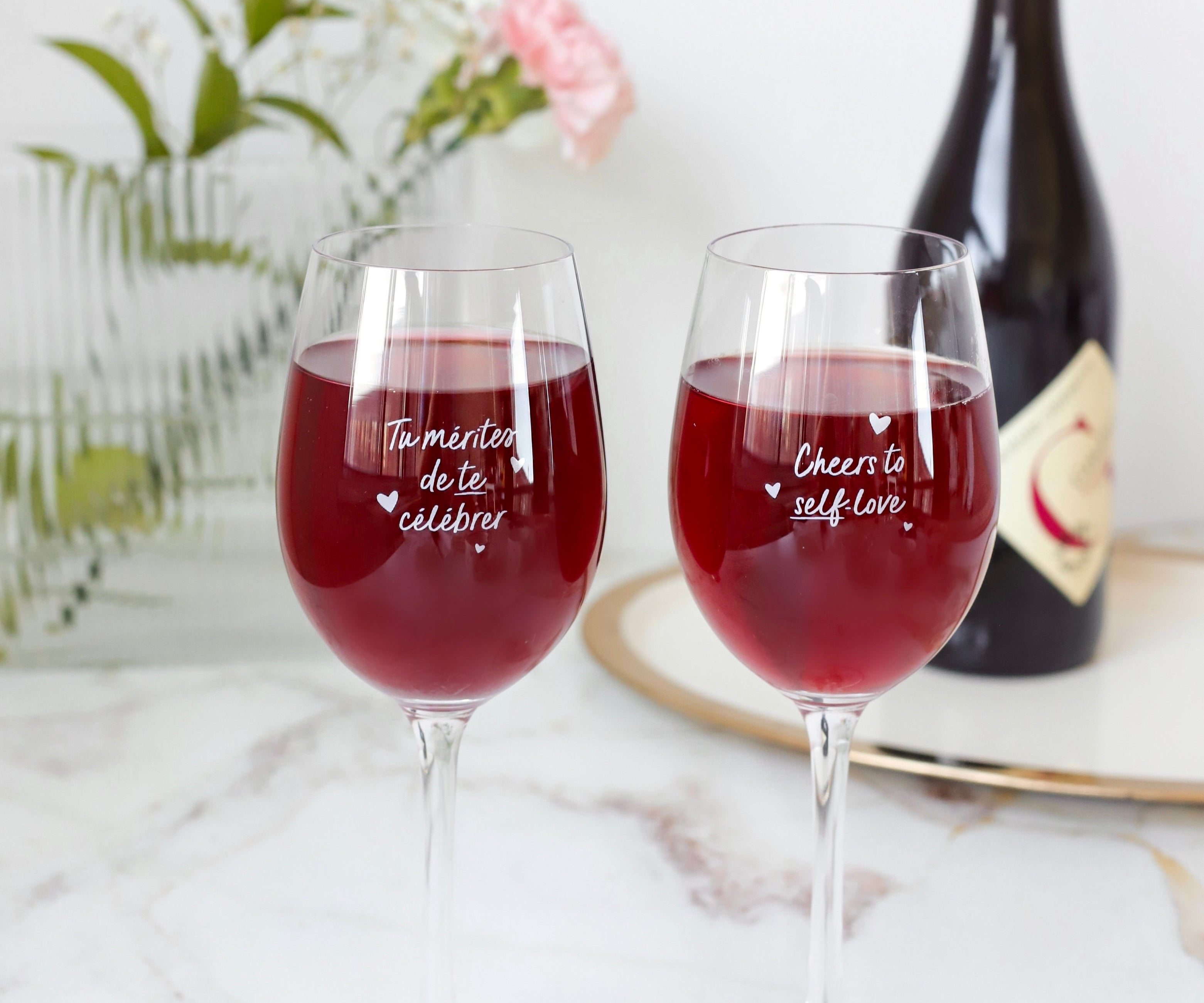 Verre à vin avec citation SELF-LOVE