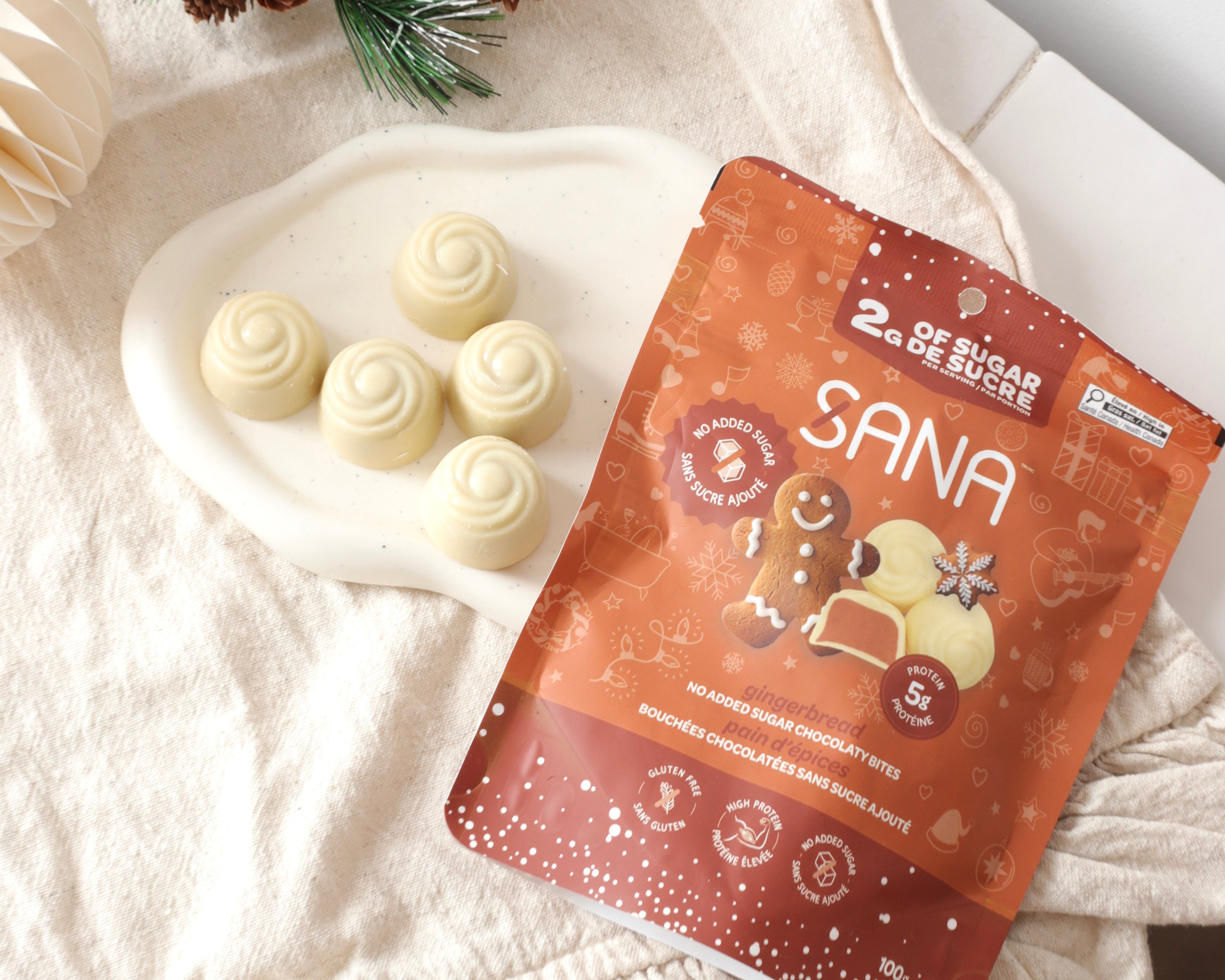 Bouchées chocolatées blancs pain d'épices - Sana