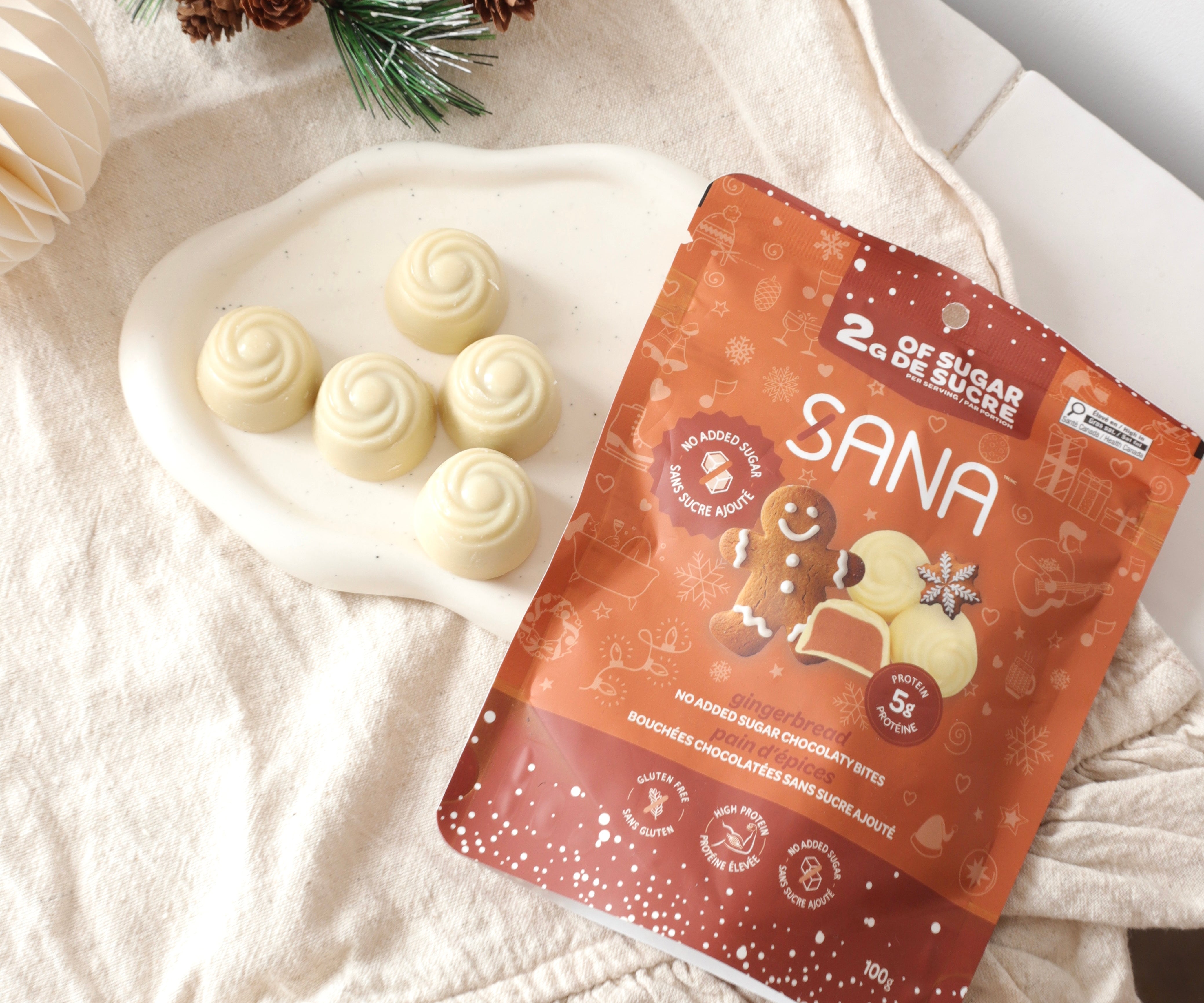 Bouchées chocolatées blancs pain d'épices - Sana