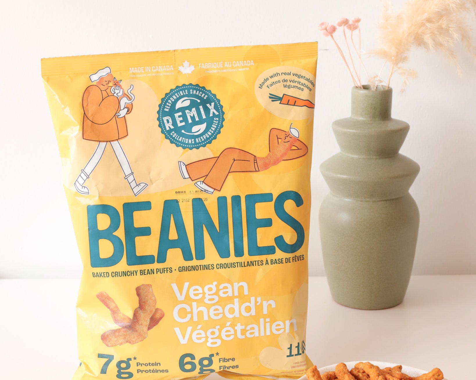 Beanies au cheddar végétalien - Snacks Remix