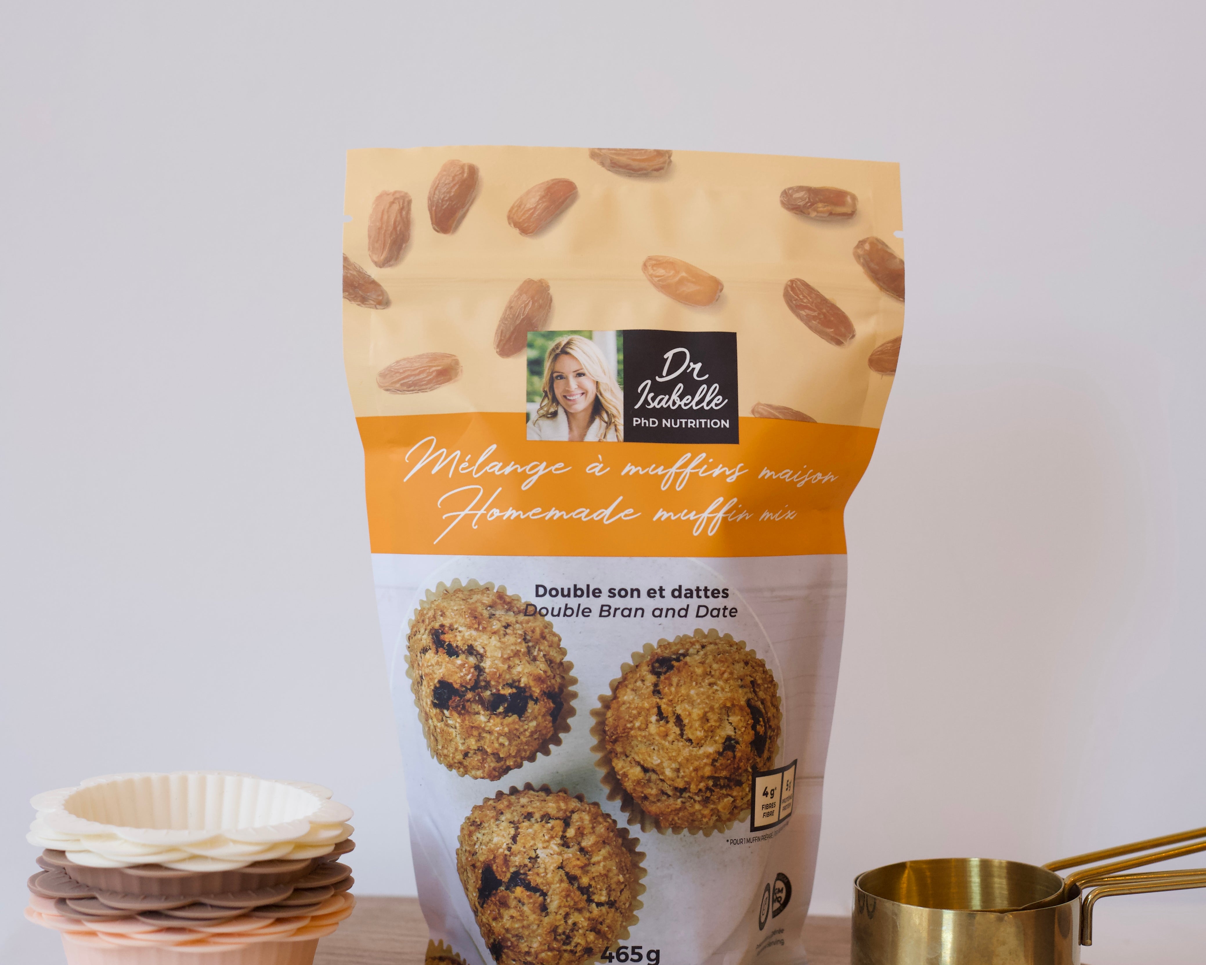 Mélange à muffins double son et dattes  – Isabelle Huot