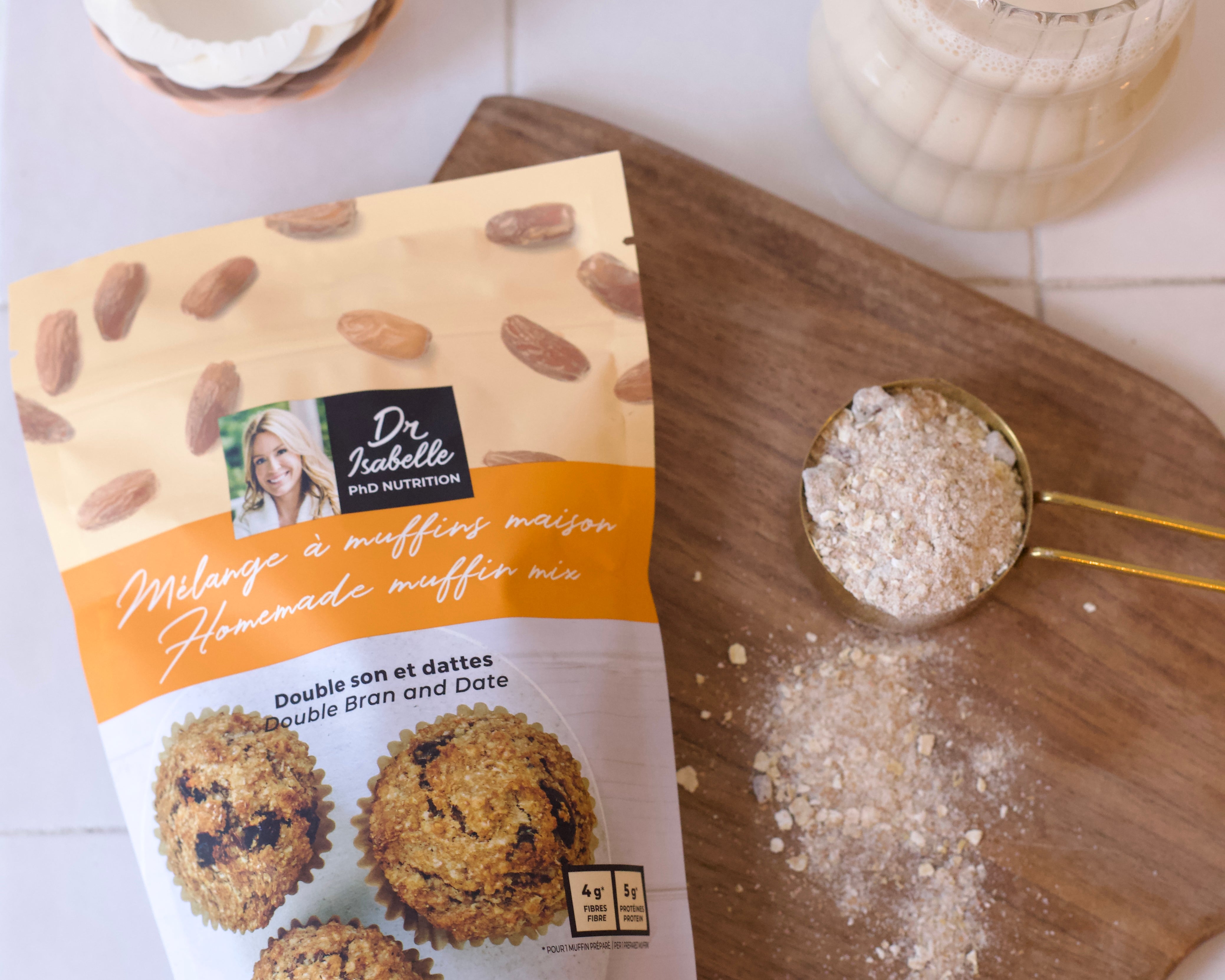 Mélange à muffins double son et dattes  – Isabelle Huot