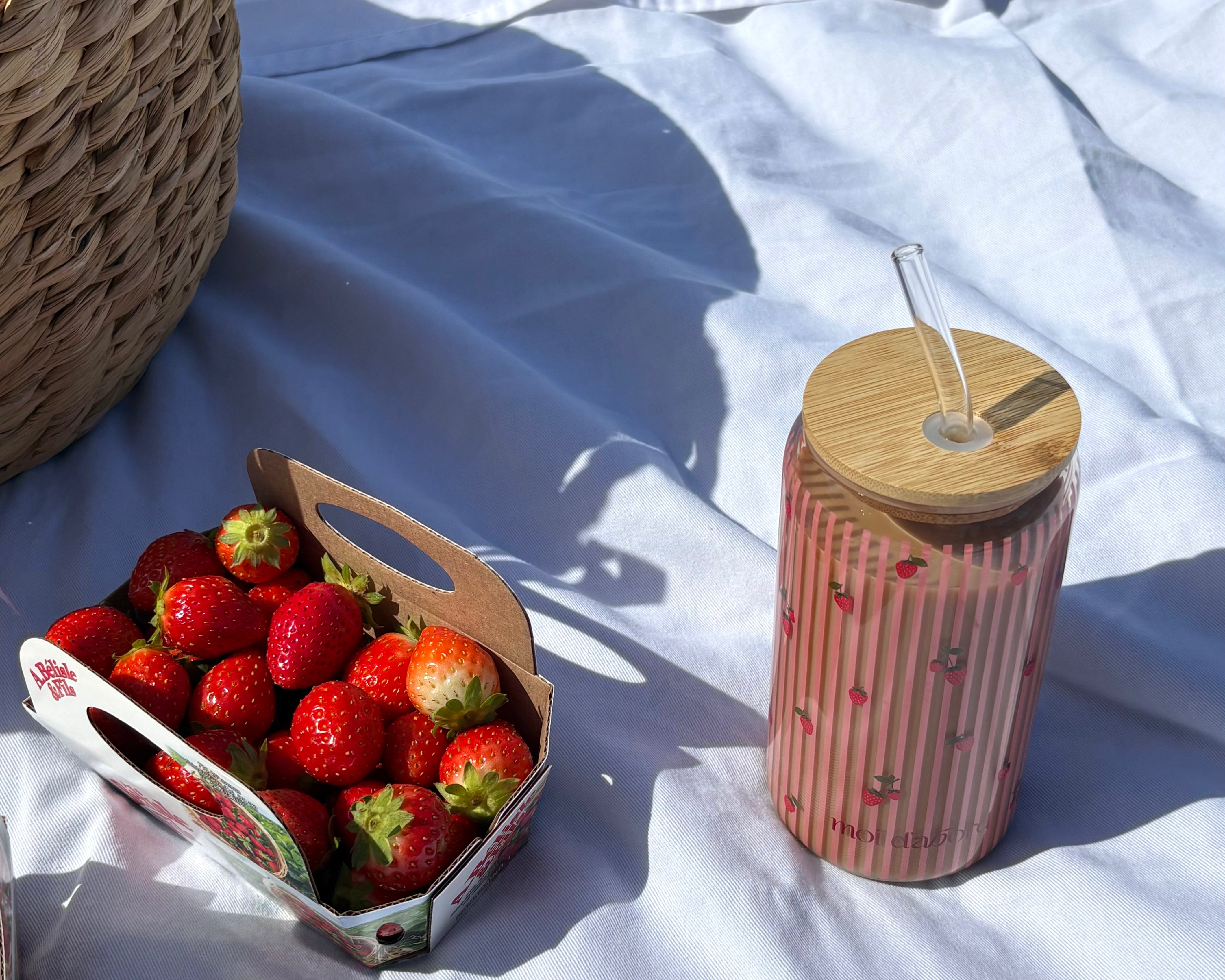 Tumbler en verre Pique-nique de fraises