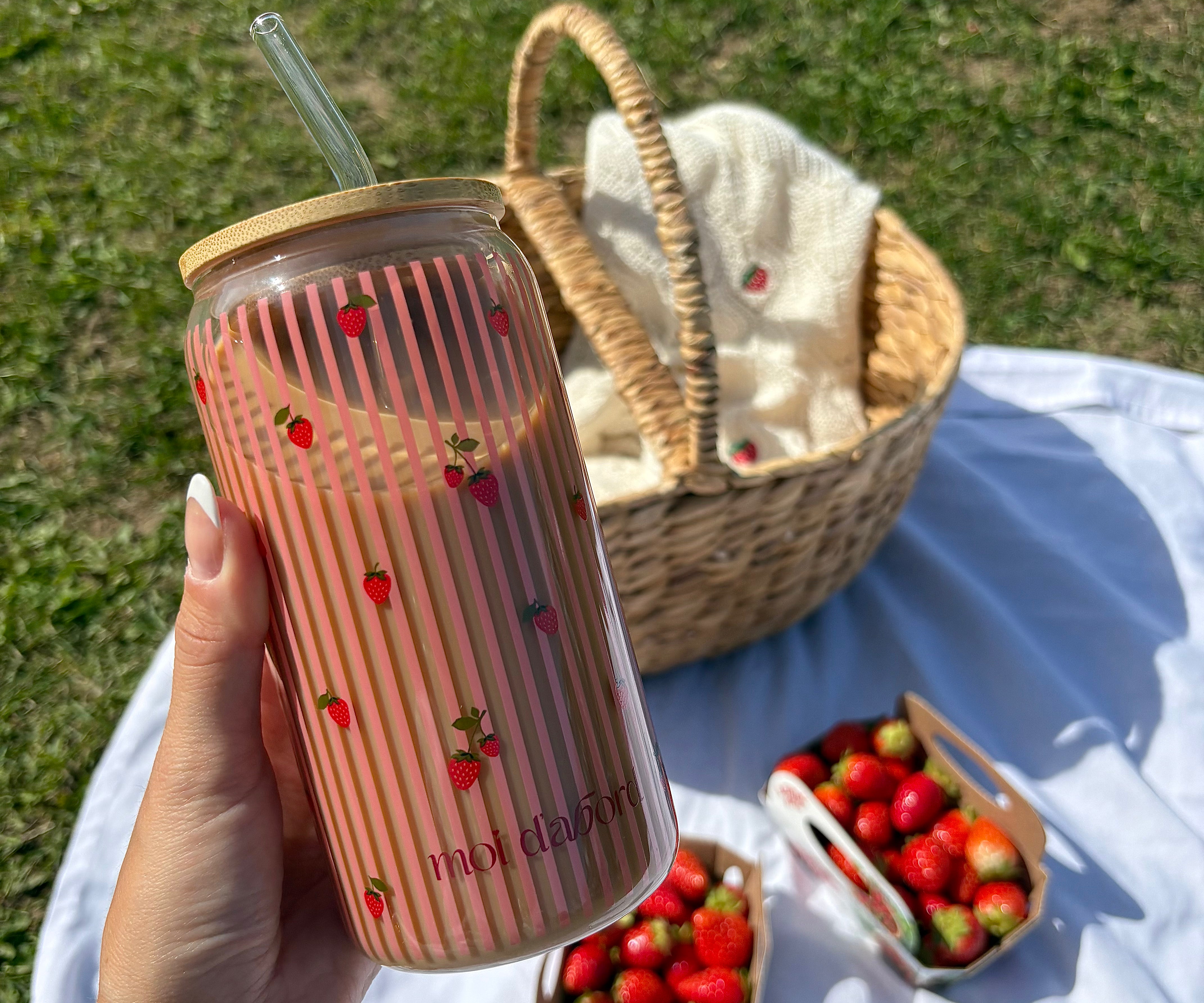 Tumbler en verre Pique-nique de fraises