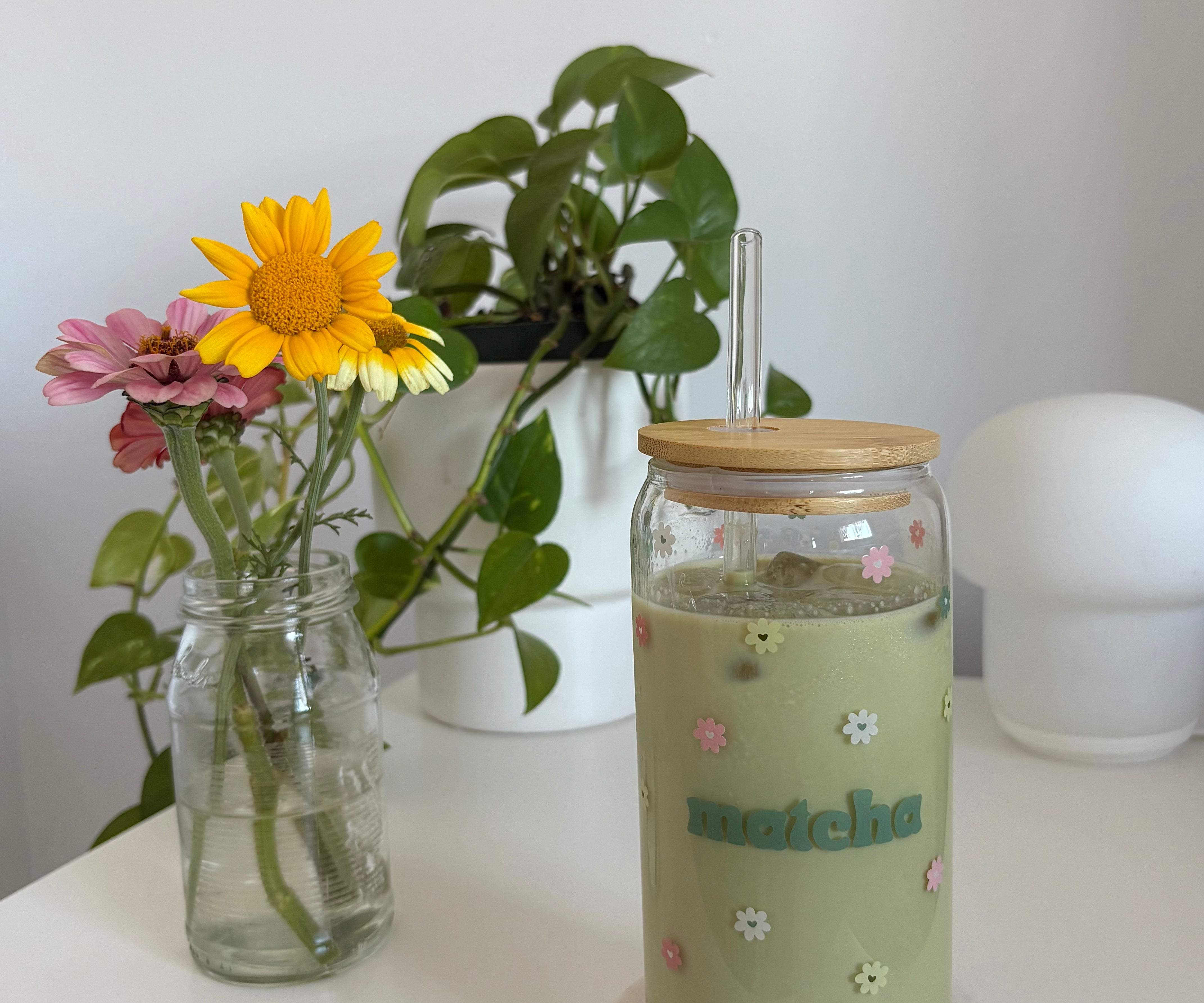 Tumbler en verre D'amour et de matcha