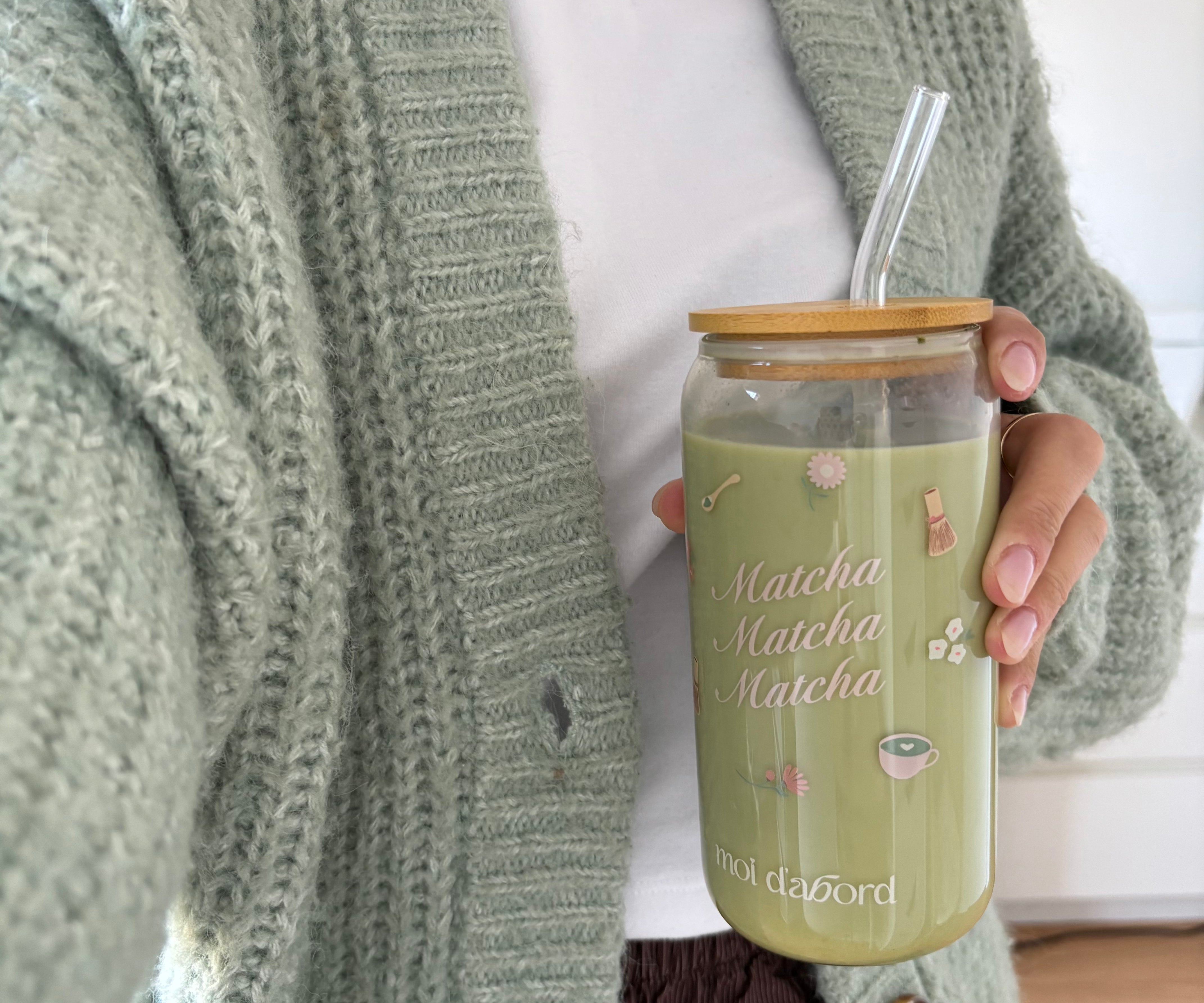 Tumbler en verre Matcha rose