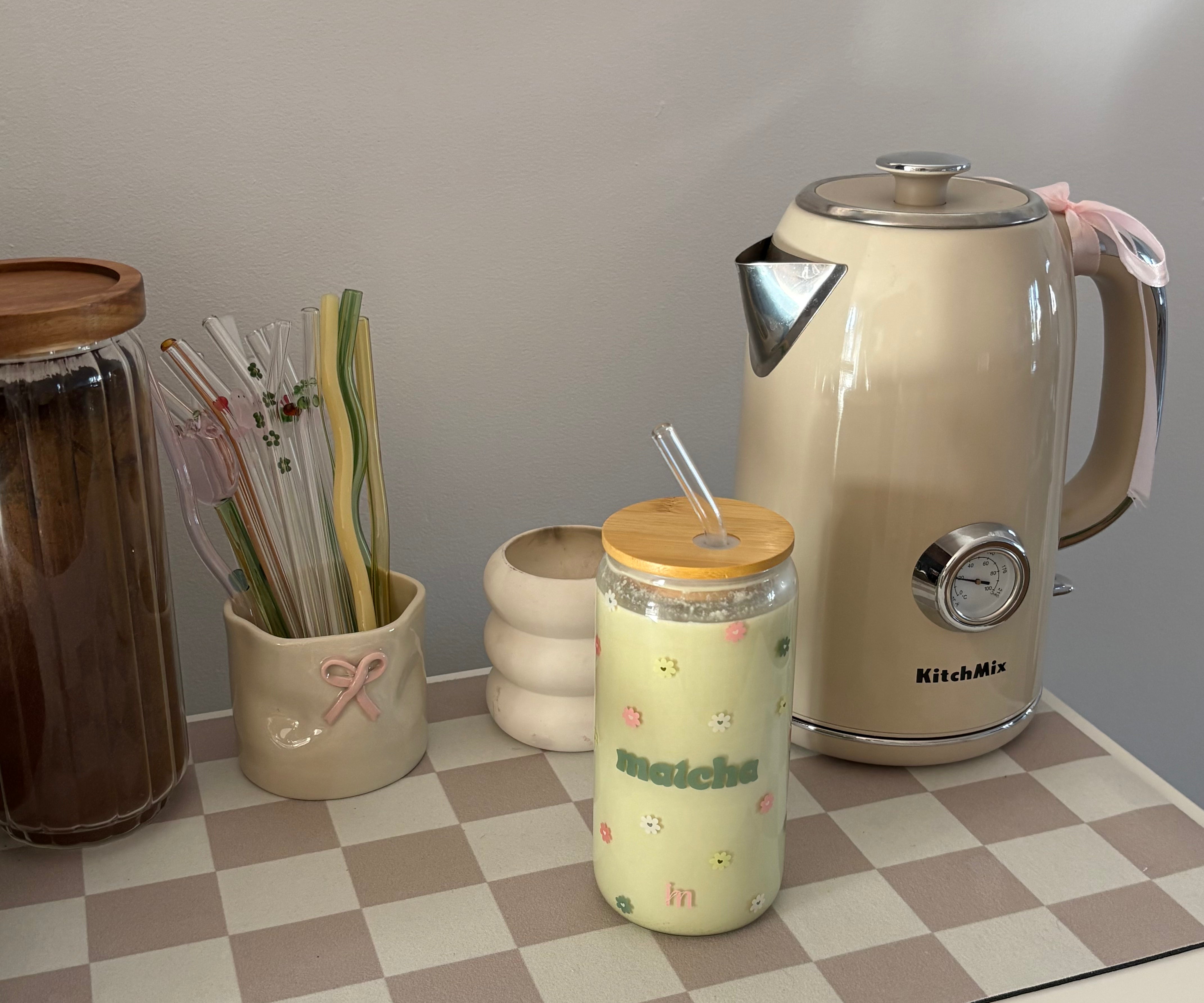 Tumbler en verre D'amour et de matcha