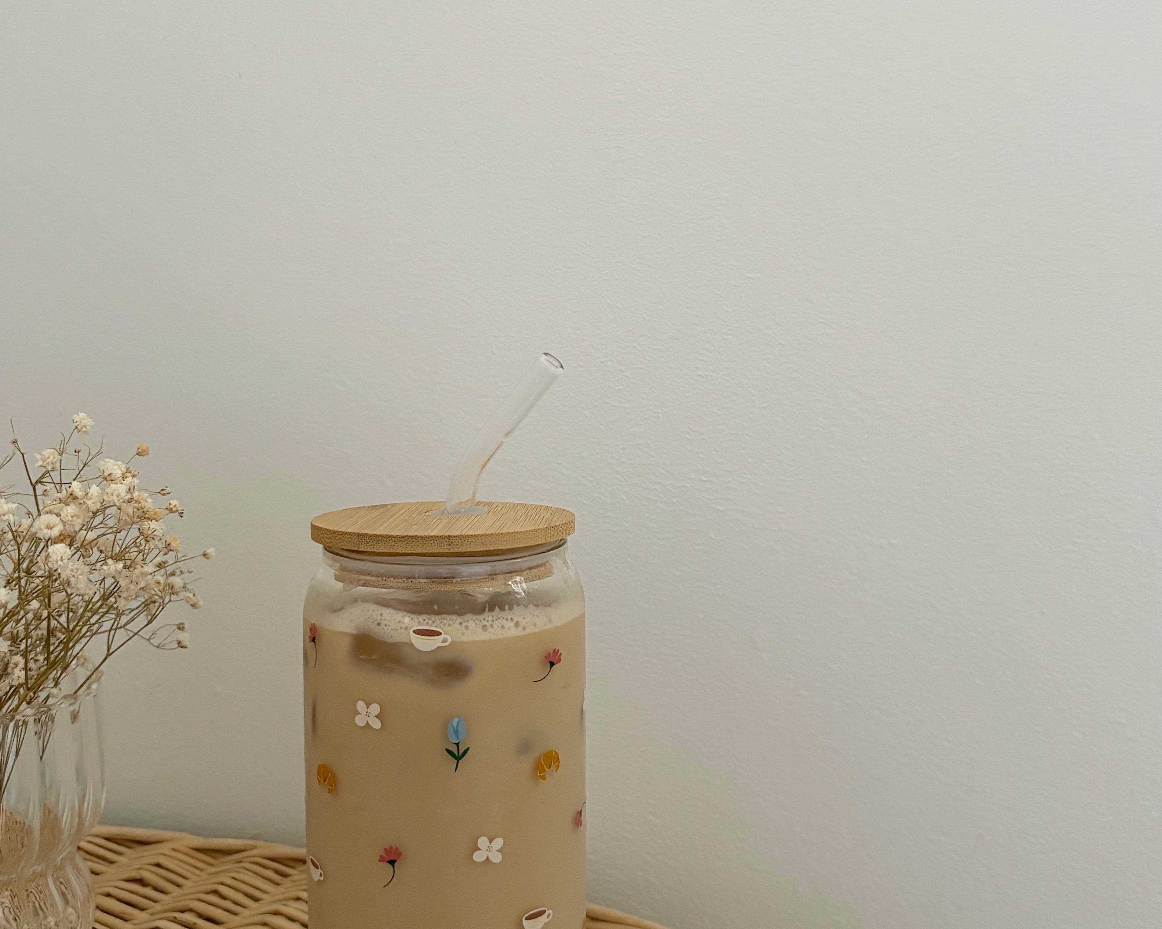 Tumbler en verre Matin fleuri