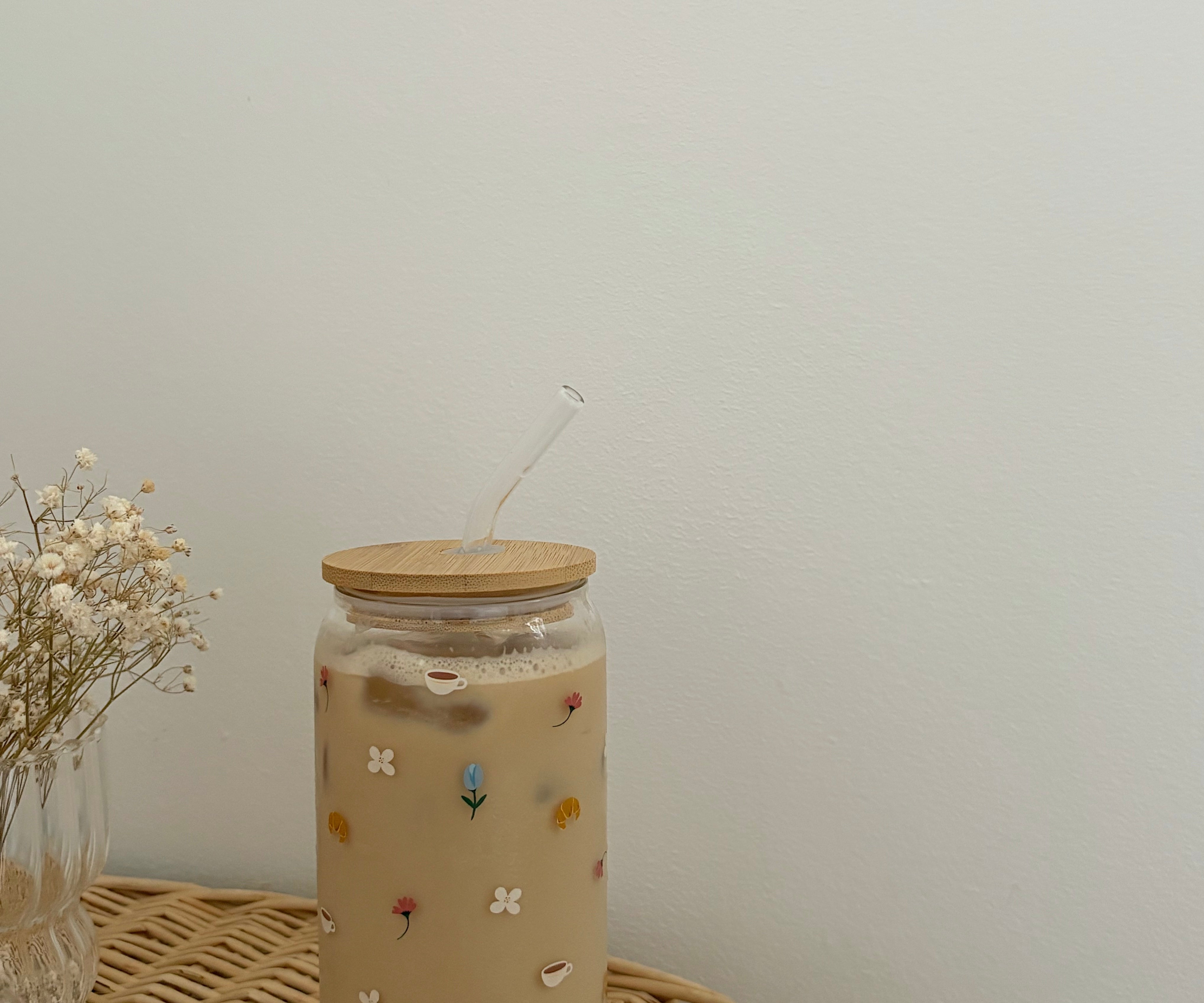 Tumbler en verre Matin fleuri