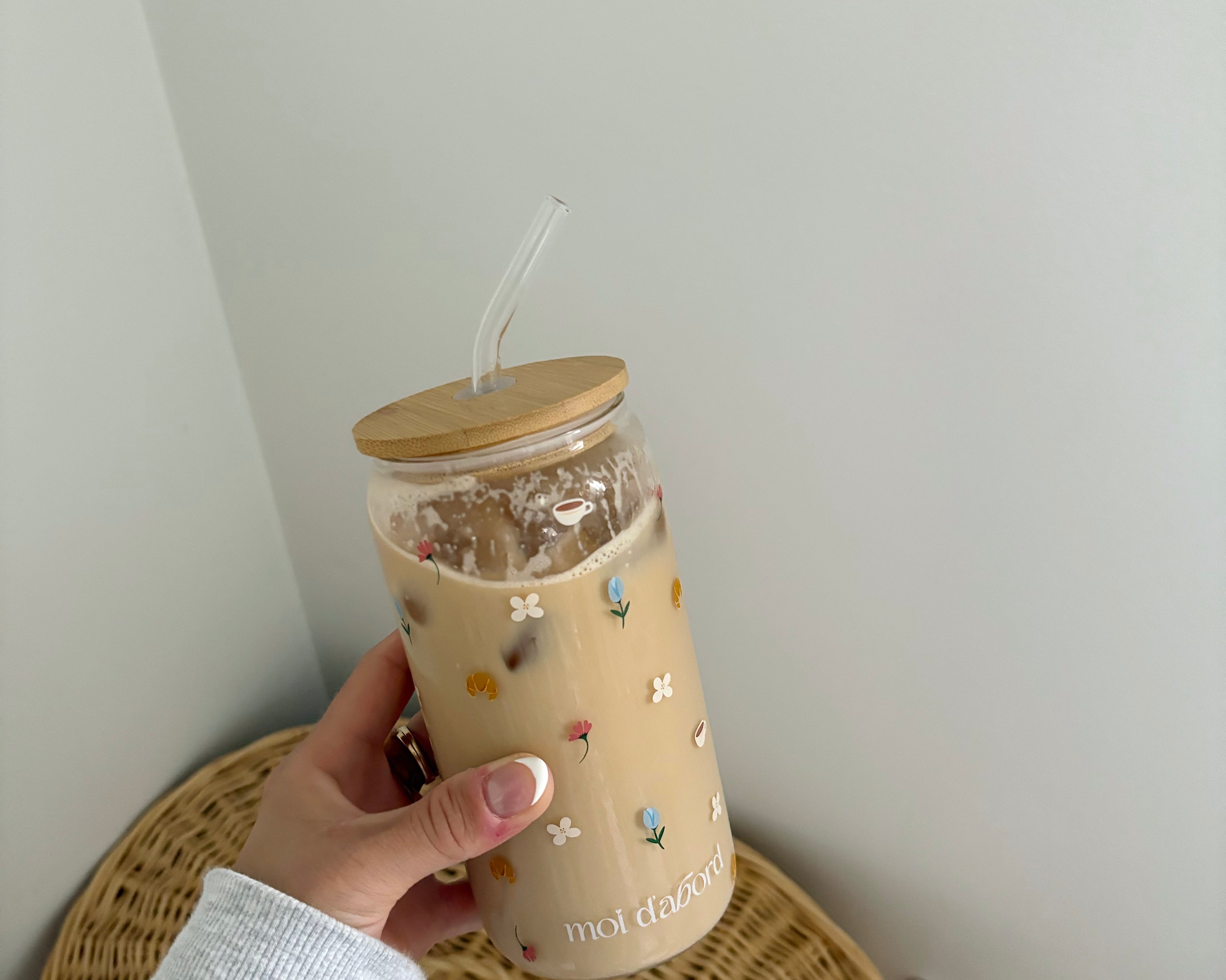Tumbler en verre Matin fleuri