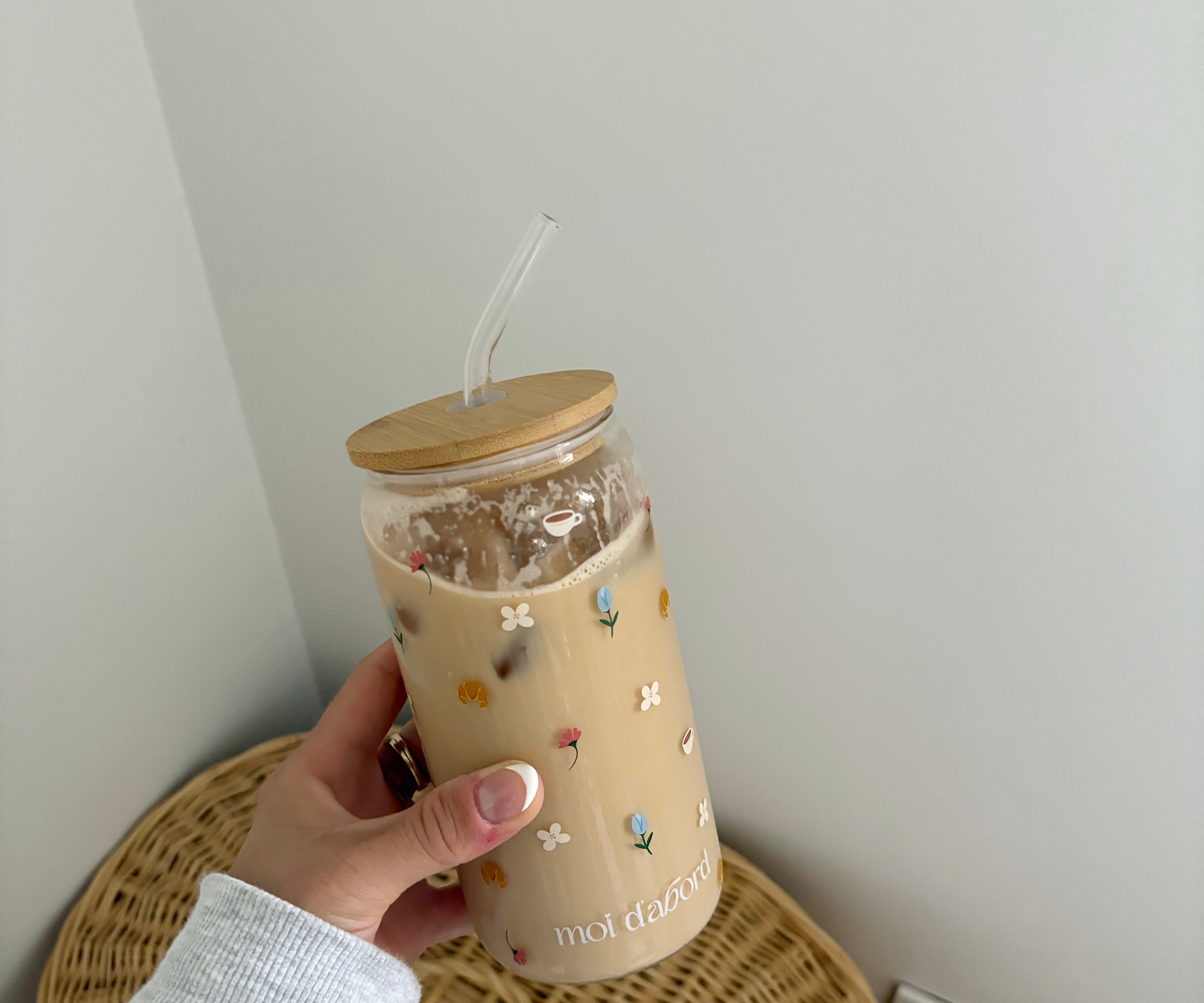 Tumbler en verre Matin fleuri