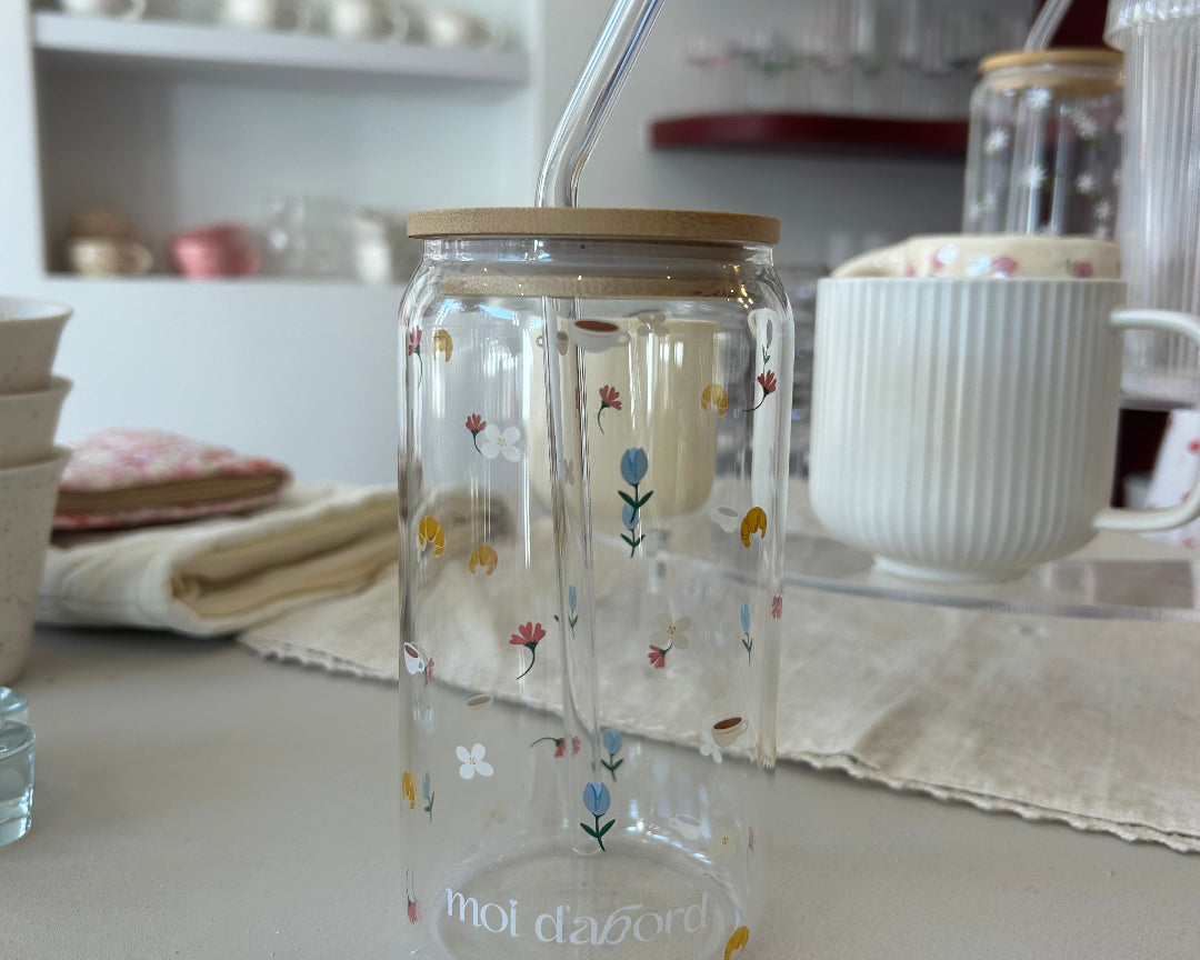 Tumbler en verre Matin fleuri