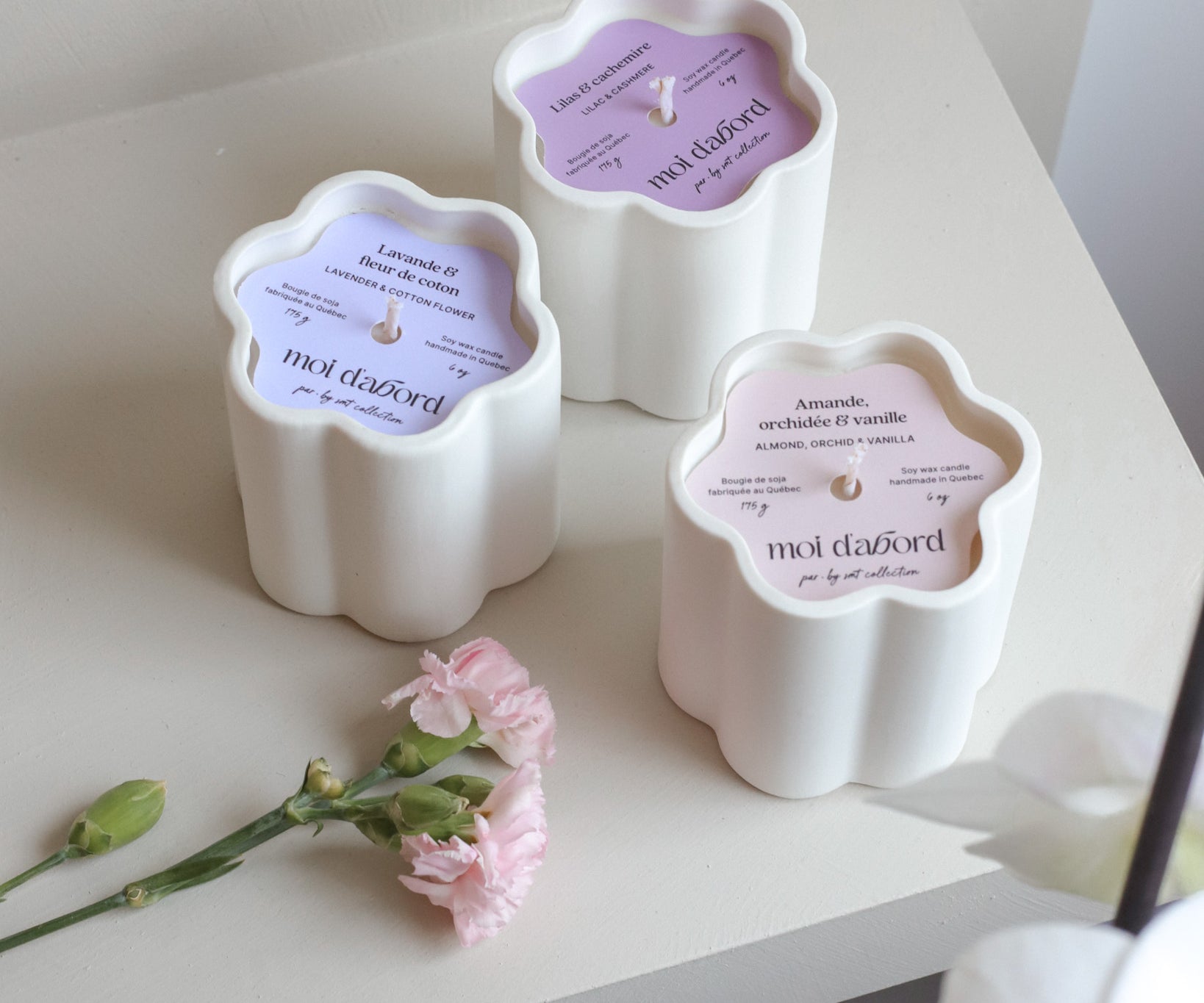 Bougies fleur - trio