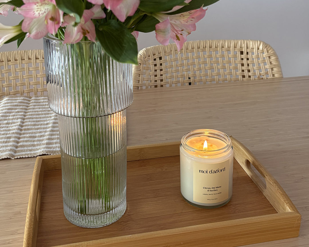 Bougie de soja québécoise - Citron, thé blanc & herbes Moi d'abord