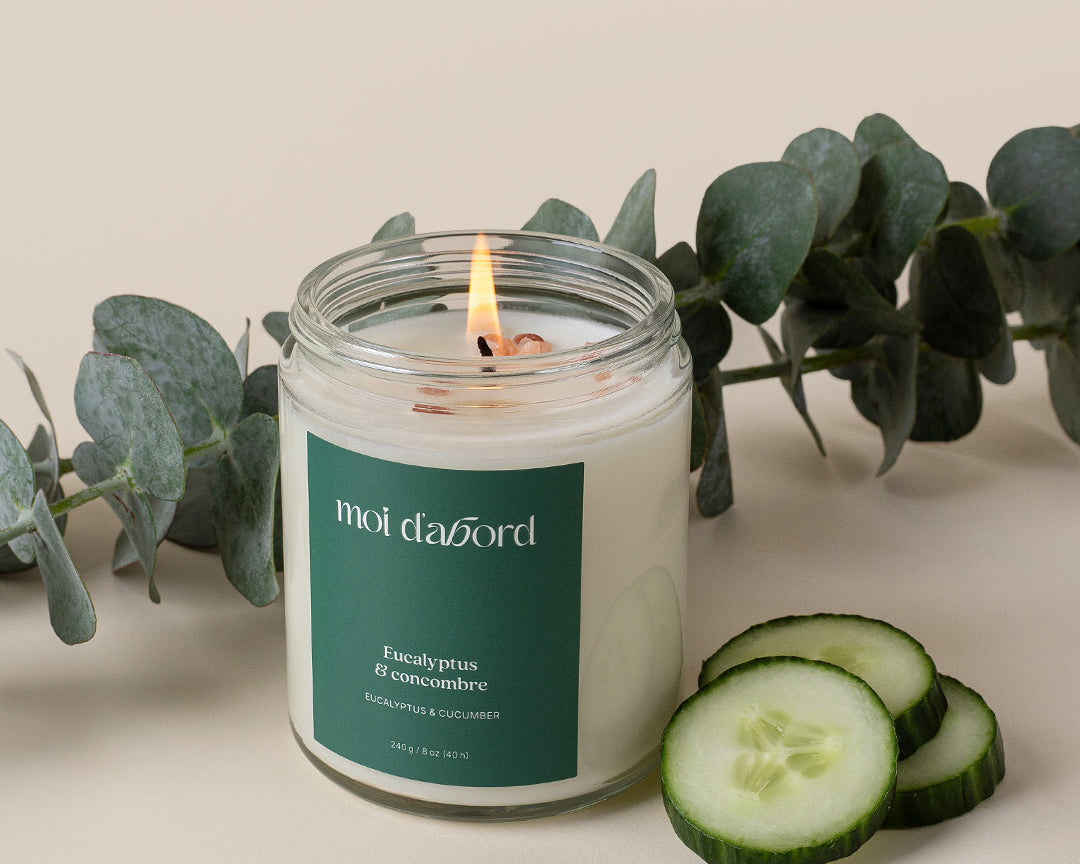 Bougie de soja Eucalyptus & concombre de Moi d’abord fabriquée au Québec