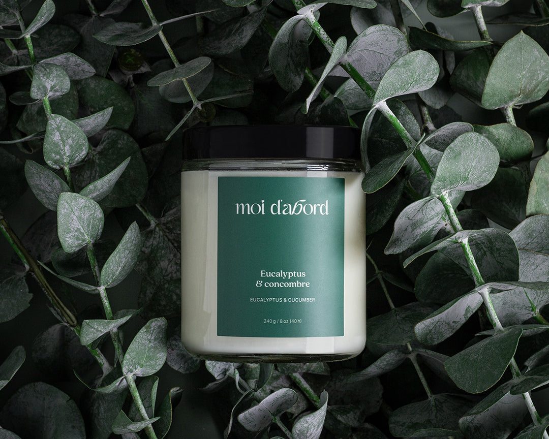 Bougie de soja Eucalyptus & concombre de Moi d’abord fabriquée au Québec