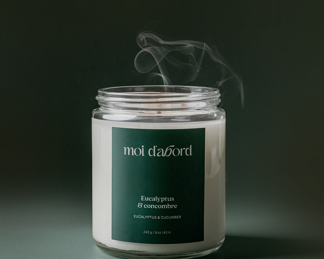 Bougie de soja Eucalyptus & concombre de Moi d’abord fabriquée au Québec