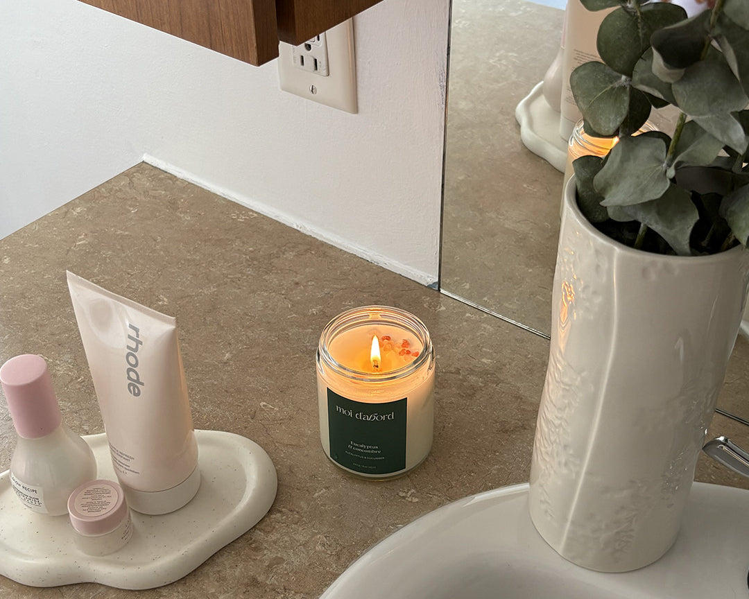 Bougie de soja Eucalyptus & concombre de Moi d’abord fabriquée au Québec