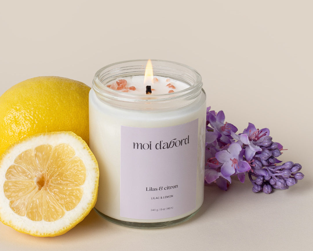 Bougie de soja Lilas & citron de Moi d’abord fabriquée au Québec