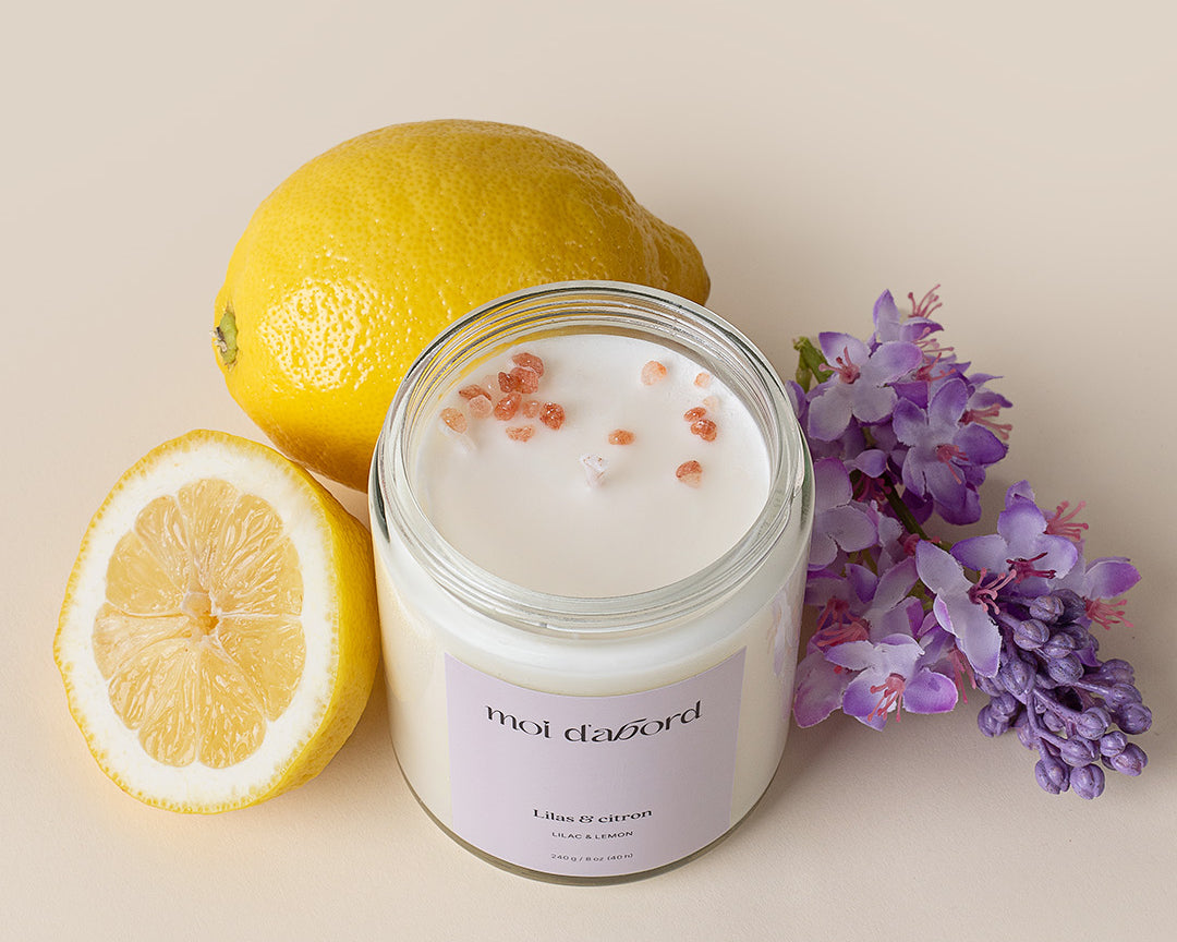 Bougie de soja Lilas & citron de Moi d’abord fabriquée au Québec