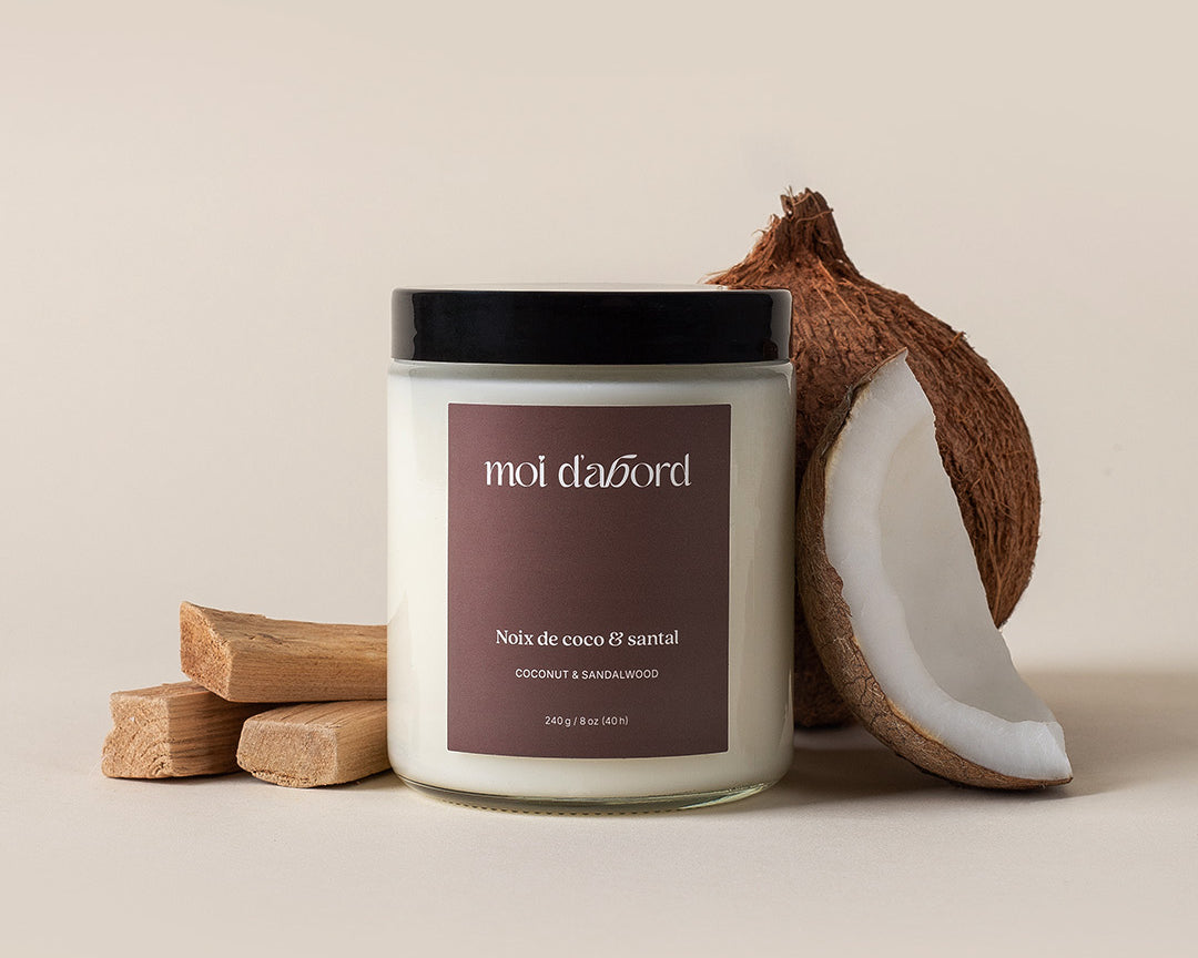 Bougie québécoise de soja - Noix de coco & santal Moi d'abord