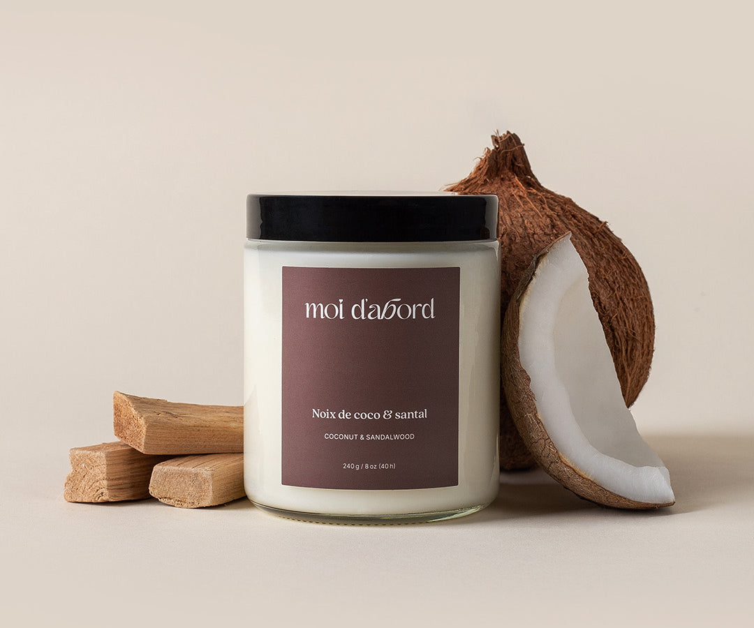 Bougie québécoise de soja - Noix de coco & santal Moi d'abord