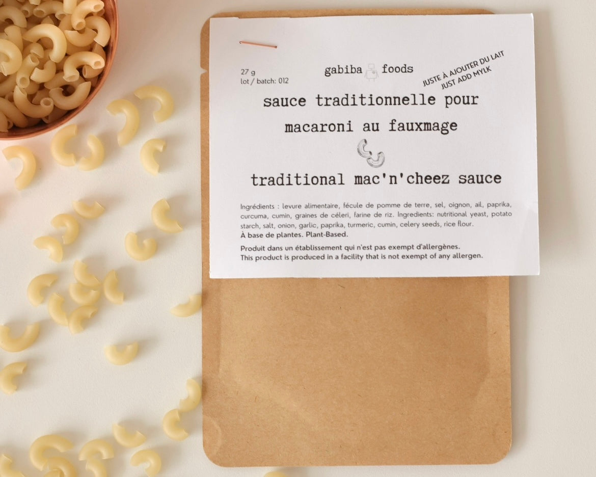 Sauce traditionnelle pour macaroni au fauxmage - Gabiba Foods